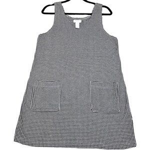 Jones New York Sport Petite Houndstooth Pinafore Dress P/M Black & White Cotton